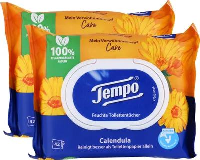 Produktbild von Tempo Feuchte Toilettentücher Calendula 42 Tücher (2er Pack)