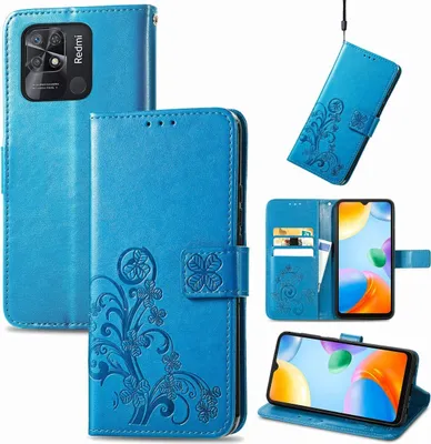 Produktbild von König Design Hülle kompatibel mit Xiaomi Redmi 10C Kunstleder Handyhülle - Handy Case Blau