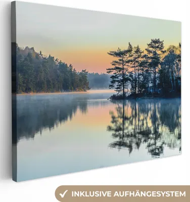 Obrázok produktu pre MuchoWow® - Plátno - voda - stromy - príroda - krajina, nástenný obraz, nástenné dekorácie obrazy obývacia izba, 120x90cm