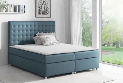 Obrázek produktu pro Hotelová manželská postel 140x200 SARITA - šedomodrá + topper