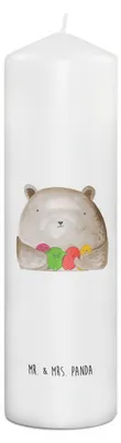 Produktbild von Mr. & Mrs. Panda Kerze Bär Gefühl 29 x 8 cm XL - Weiß - Geschenk, Verrückt, Durchgedreht, Bedruckte, Wahnsinn, Wachskerze, Teddy, Stumpenkerze, Erinnerungskerze