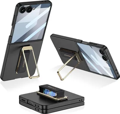 Obrázek produktu pro Pro Samsung Galaxy Z Flip7 GKK Ultra Thin Full Cover Case Swivel Stand Black