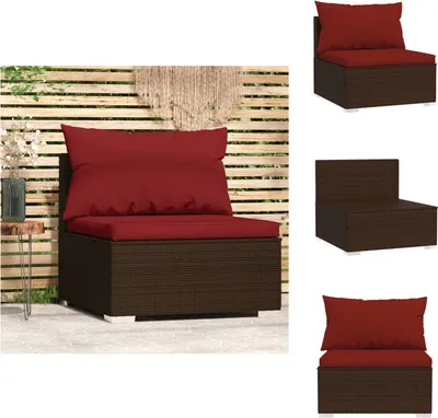 Produktbild von vidaXL Garten-Mittelsofa mit Kissen Braun Poly Rattan -  Gartensofaelemente