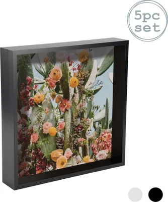 Produktbild von Nicola Spring 5 Stück Box Photo Frame Set - 10 x 10 Quadrat-Acrylrahmen - Schwarz