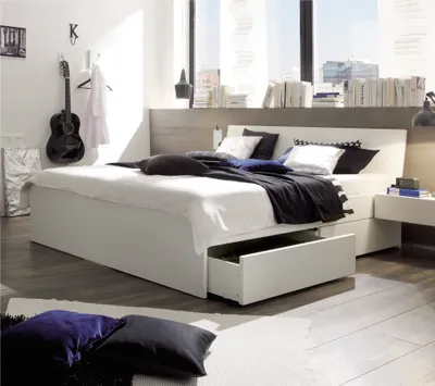 Produktbild von HASENA Spazio Stauraumbett mit Schubladen weiß deckend lackiert 200x220