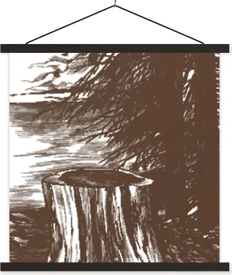 Produktbild von MuchoWow® Textilposter Baum - Meer - Illustration 40x40 cm mit schwarzem Rahmen - Fotos