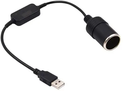 Image de Câble adaptateur pour allume-cigare 5 V vers 12 V avec chargeur USB pour voiture