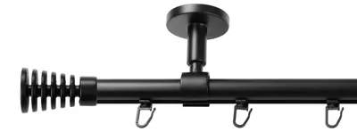 Produktbild von SN Deco Gardinenstange Innenlauf Gap, 19 mm, 1-läufig, Stahl, Komplett-Set mit Ringen, Profildeckentrager, 150 cm, schwarz