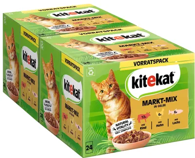 Produktbild von Kitekat Katzenfutter Nassfutter Markt-Mix in Gelee – Feuchtfutter in 48 Portions