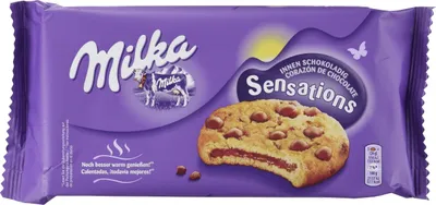 Produktbild von Milka Sensations Innen Schokoladig - Cookie mit Schokostückchen und Schokoladencrèmefüllung - 12 x 156g