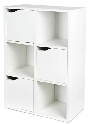 Produktbild von Bayagu Kinderregal Weiß mit 6 Ablagen aus Holz Bücherregal für Spielzeug