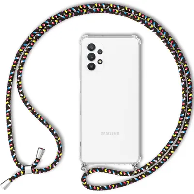 Produktbild von Für Samsung Galaxy A13 - Transparente Handy Hülle mit Kette & Handy-Schnur Schwarz Bunt