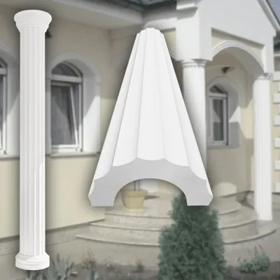 Produktbild von PRESTIGE DECOR Halbsäule mit Grat-Kannelierung 2m 305x153mm Säulenschaft Kunstharzputz weiß, Fassadenverkleidung aussen Stucksäule Wandverkleidung (Schaft LC102-22H, halbrund)