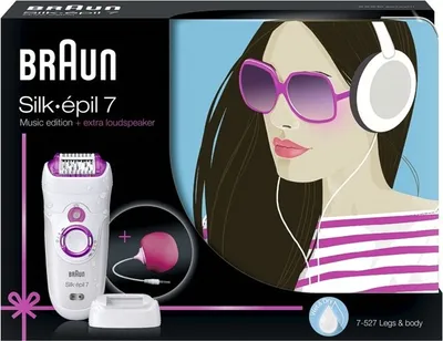 Produktbild von Braun Silk-épil 7 Music edition, Lila, Weiß, 40 Pinzette, 0,5 mm, Eingebaut, 1 h, 12 V