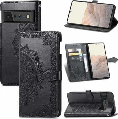 Produktbild von König Design Hülle kompatibel mit Google Pixel 6 Pro Kunstleder Handyhülle - Handy Case Schwarz
