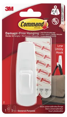 Universalhaken weiß, 1 Haken + 2 Klebestreifen, 2,2 kg Belastbarkeit