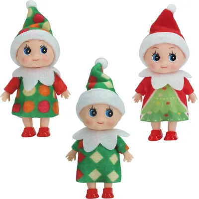 Mini-Elfenpuppen, Set mit 3 Stück, Weihnachtselfen, Spielzeug