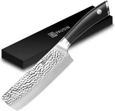 Produktbild von PAUDIN HP4 Nakiri Messer 17,5 cm – Japanisches Küchenmesser – Edelstahl gehämmert – Profi Gemüsemesser –  Kohlenstoffstahl – Ergonomischer Griff