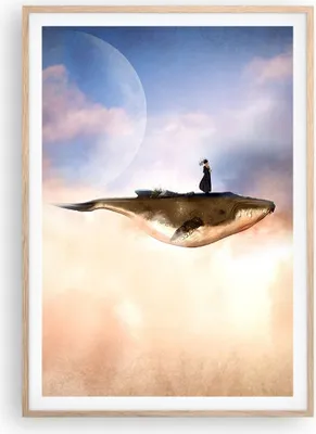 Produktbild von Gerahmtes Poster - Rahmen in heller Eiche - Wal Frau Himmel - 70x100 cm - Wand Bild - Wanddeko - Wandbilder - Kunstposter - Wandposter - Bilderrahmen - Bilder - Kunstdruck - P2NPA70x100-5040