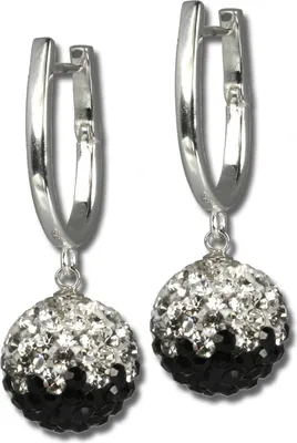 Image de SilberDream noir boucles d'oreilles zirconium femmes 925 argent créoles GSO004