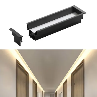 Obrázok produktu pre Zapustený profil 3 hliník čierny, plast biely D:100cm vrátane koncoviek