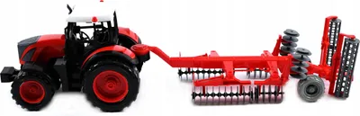 Produktbild von Spielzeug Traktor mit Scheibenegge - Detailgetreue Landmaschine für Bauernhof Rollenspiele