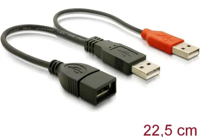 Produktbild von Delock - USB-Kabel - USB, USB (nur Strom) (M) zu USB (W) - USB 2.0 - 23 cm