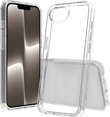 A clear iPhone case is shown next to an iPhone.