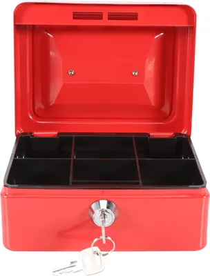 Image de 1Pc Mini coffre-fort en fer à repasser verrouillable pour argent liquide et pièces de monnaie (rouge)