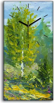Produktbild von Wandkunst Leinwand Bild Uhr Geräuschlos Kunstdruck 30x60 Ölgemälde Wald Bäume - schwarze Hände