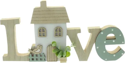 Produktbild von Schriftzug "Love mit Häuschen", MDF, Kunststoff Maße: 30 x 15 cm