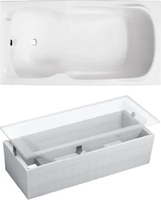 Produktbild von BADLAND Badewanne Rechteck Majka 160x70 mit Ablaufgarnitur, Füßen und Wannenträger GRATIS