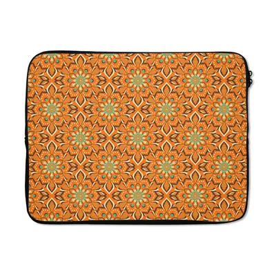 Produktbild von MuchoWow® Laptop Hülle 15 Zoll Orange - Mandala - Design - Bohème - Vintage Laptoptasche - Laptoptasche - Sleeve - Rundum-Schutz