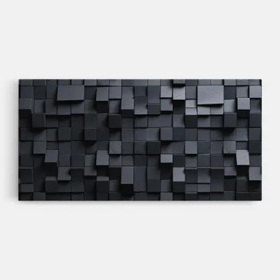 Produktbild von ARTHUB® Leinwandbild 60x120 cm, Black Square Pattern | Wohnzimmerdekoration, Hängende Bilder, Wanddekoration, Heimdekoration, Abstrakte, Geometrische