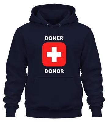 Immagine prodotto di Felpa con cappuccio, design divertente a tema "Boner Donor", ideale come regalo per un addio al celibato, colore blu navy, taglia 3XL