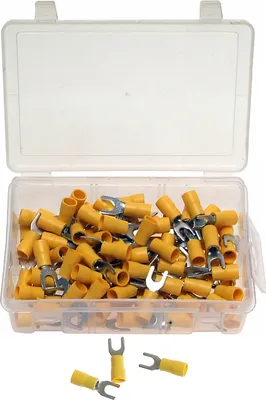 Image de 100 x cosses de câble Assortiment de cosses à sertir TYPE GABELFORM JAUNE 4,0-6,0 mm²