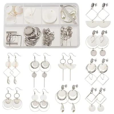 Produktbild von Schmuckherstellungs-Set Ohrringe Muschel Charm 10 Paar Weiß Naturmaterial