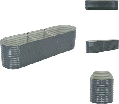 Zdjęcie produktu dla vidaXL Podwyższony kwietnik ogrodowy 320x80x81 cm Stal ocynkowana Szary - Donice i doniczki