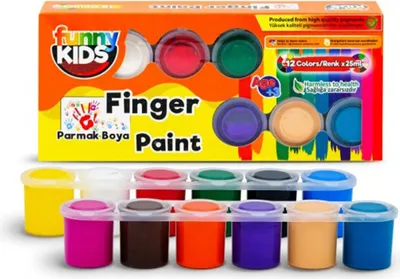 Zdjęcie produktu dla Zestaw farb do malowania palcami FUNNY KIDS 12 kolorów - 25 ml