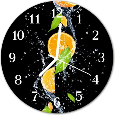 Produktbild von Glasuhr Wanduhr Küchenuhr Echt-Glas 30fi cm Orangen orange