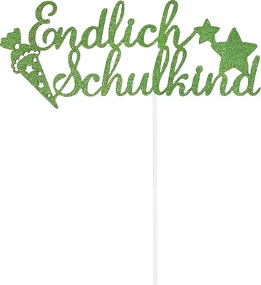Produktbild von Oblique Unique Endlich Schulkind Torten Topper Glitzernd grün für Schuleinführung Einschulung Schulanfang Kuchendeckel