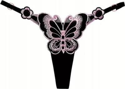 Produktbild von Slips - Strings - Damenunterhosen - Spitzenstrings - Spitzenunterwäsche - Mit Schmetterling - Schwarz