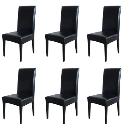Image de Ensemble de 6 housses de chaise de salle à manger en similicuirPolyuréthaneimperméable