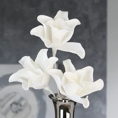 Zdjęcie produktu dla Foam Flower Rumba biały 3 kwiaty wysokość 43 cm, kwiat, dekoracja, dekoracja stołu