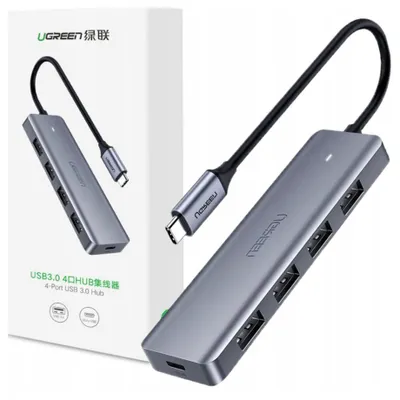 Produktbild von Ugreen USB-C Hub 4-Port USB 3.2 Gen 1 mit Power Delivery, grau (Modell: CM219 70336)