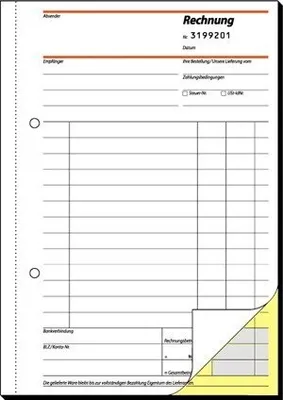 Produktbild von SIGEL SD133 Rechnungen, mit fortlaufender Nummerierung, 1. und 2. Blatt bedruckt, A6, selbstdurchschreibend, 2 x 50 Blatt
