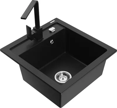 Produktbild von Mexen Vito 1-Becken-Granit-Spüle mit Mischbatterie Rita, Schwarz - 6503-77-670300-70