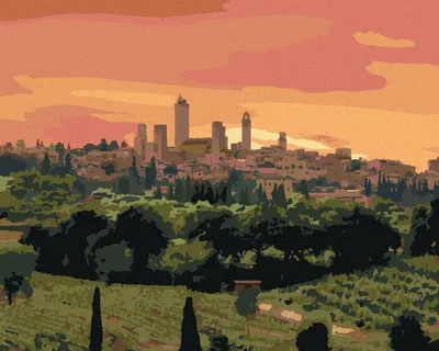 Produktbild von Zuty - Malen nach Zahlen - STADT UND SONNENUNTERGANG, ITALIEN (TED DAVIS), 40x50 cm, ohne Keilrahmen