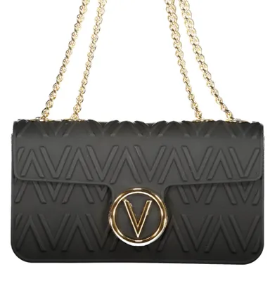 Produktbild von Damenschultertasche in Schwarz mit Kettengriffen und Logo