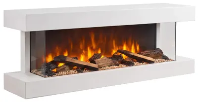 Image de Xaralyn cheminée électrique - Disegno 120SW - bois blanc - chauffage 1400 Watt - avec télécommande - cheminée électrique à 3 côtés - cheminée décorative